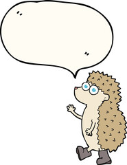 cute speech bubble cartoon hedgehog