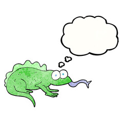 thought bubble textured cartoon lizard