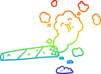 rainbow gradient line drawing cartoon smoking cigarette