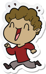 sticker of a cartoon happy man