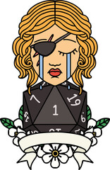 crying human rogue with natural one roll illustration