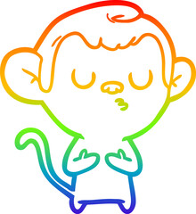 rainbow gradient line drawing cartoon monkey