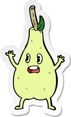 sticker of a cartoon frightened pear