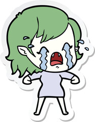 sticker of a cartoon crying vampire girl