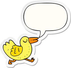 cartoon bird and speech bubble sticker