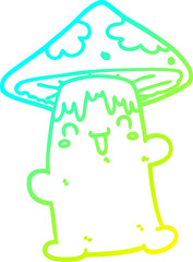 cold gradient line drawing cartoon mushroom character