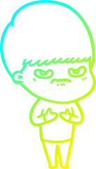 cold gradient line drawing cartoon boy
