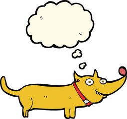 cartoon happy dog with thought bubble