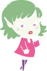 pointing flat color style cartoon elf girl