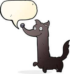 cartoon happy dog with speech bubble