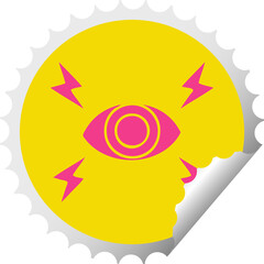 circular peeling sticker cartoon mystic eye