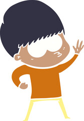 nervous flat color style cartoon boy