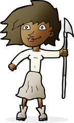 Fototapeta premium cartoon woman with spear