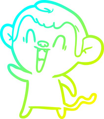 cold gradient line drawing cartoon laughing monkey