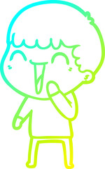cold gradient line drawing cartoon happy man