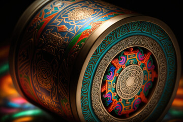 asian colorful round metal box, to store especially valuable items