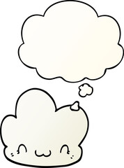 cartoon cloud and thought bubble in smooth gradient style