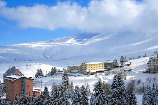 Turkey's largest ski resort and holiday resort, ski resort in winter