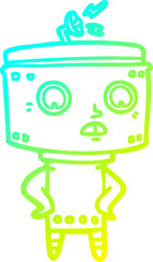 cold gradient line drawing cartoon robot