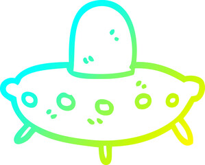 cold gradient line drawing cartoon alien spaceship