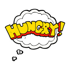 thought bubble cartoon hungry text