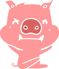angry flat color style cartoon pig throwing tantrum