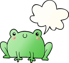 cartoon frog and speech bubble in smooth gradient style