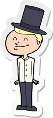 sticker of a cartoon man wearing top hat