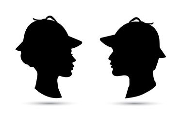 Detective woman and man vector profile icons - 580666612