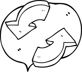 speech bubble cartoon recycling arrows