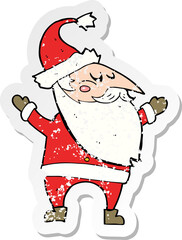 retro distressed sticker of a cartoon santa claus
