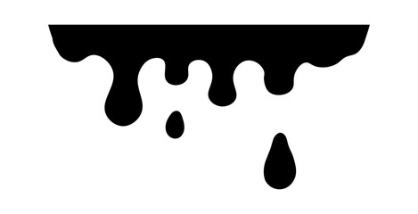 Drip of honey, melt drop. Black chocolate. Vector ink paint liquid. Sause syrip shape set