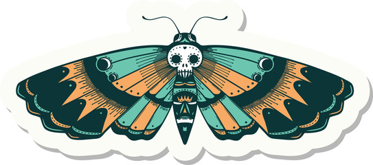 tattoo style sticker of a deaths head moth