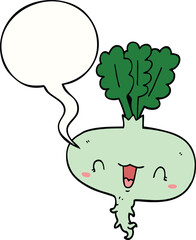 cartoon turnip and speech bubble