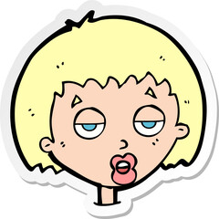 sticker of a cartoon bored woman