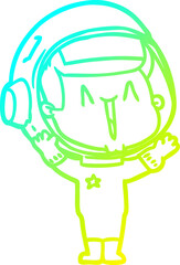 cold gradient line drawing happy cartoon astronaut