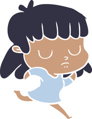 flat color style cartoon indifferent woman running