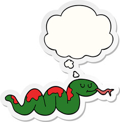 cartoon snake and thought bubble as a printed sticker