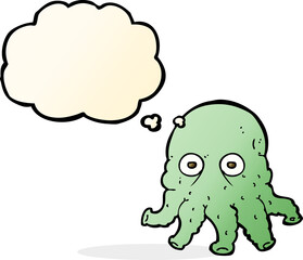 cartoon alien squid face with thought bubble