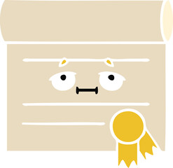 flat color retro cartoon certificate