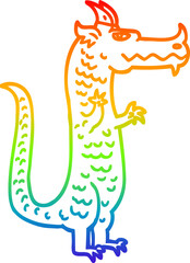 rainbow gradient line drawing cartoon magical dragon