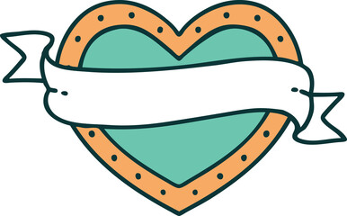 tattoo style icon of a heart and banner