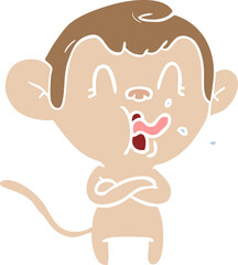 crazy flat color style cartoon monkey