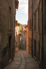Narrow street in the town of siena, italy