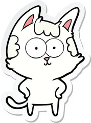sticker of a happy cartoon cat