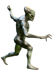 Obraz na płótnie Canvas 3D Rendering Green Alien on White