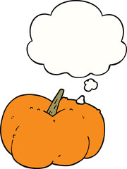 cartoon pumpkin squash and thought bubble