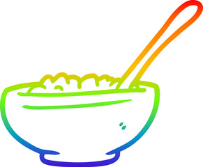 rainbow gradient line drawing bowl of rice