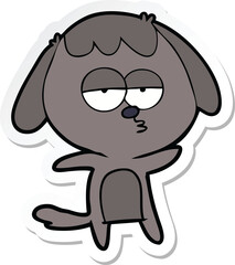 sticker of a cartoon bored dog