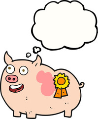 thought bubble cartoon prize winning pig